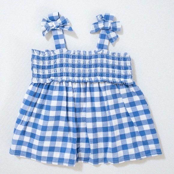 Cat & Jack smocked blue gingham top (5T) - Picture 5 of 6